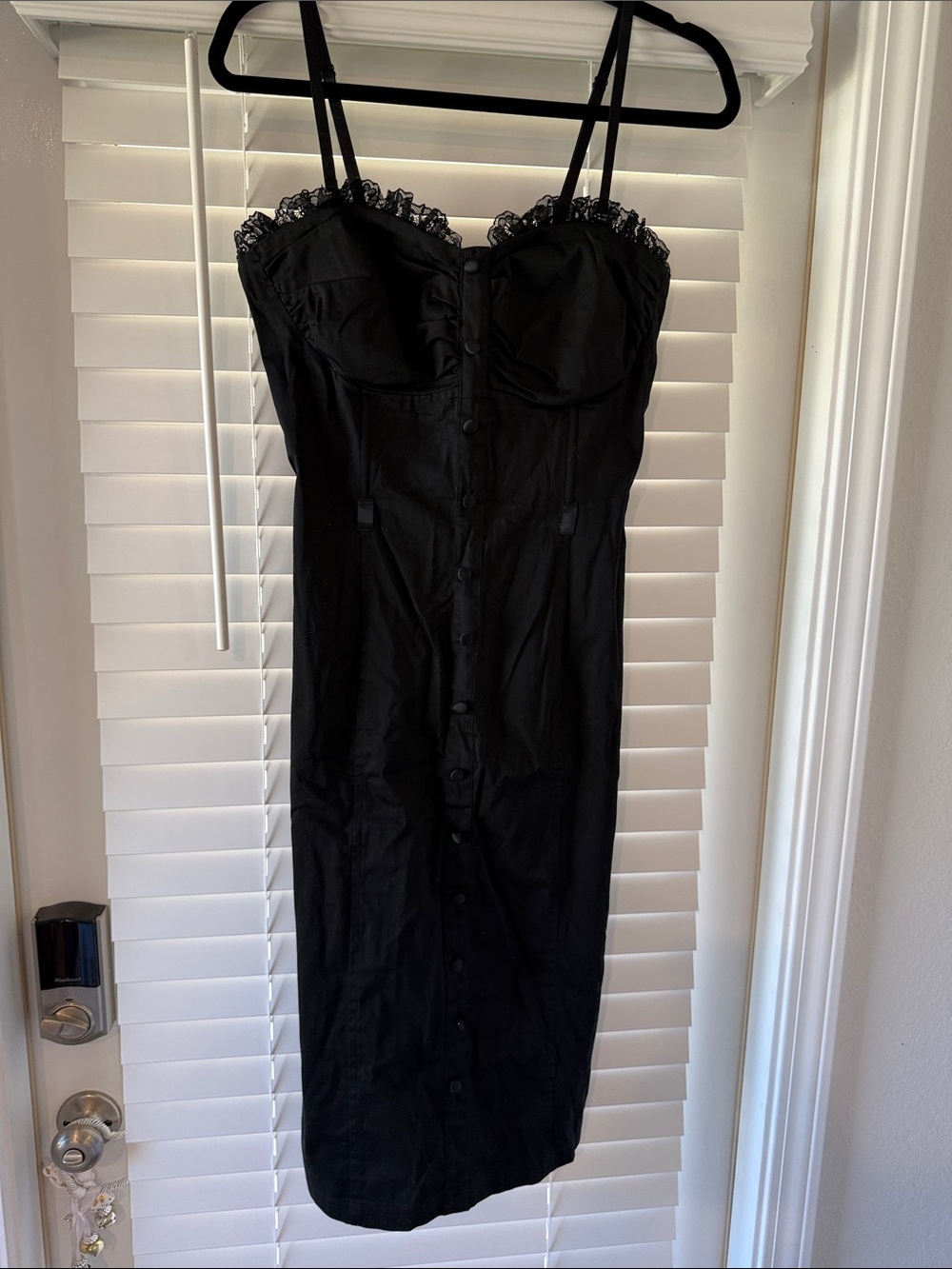 Arden B Black Lace-Trim Midi Dress